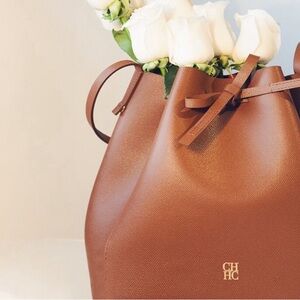 CH Carolina Herrera Navy Blue Bucket Bag